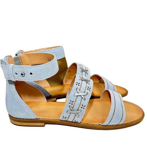 Frye & Co Port to Band Sandal Leather Sandal Ice Blue Women 9.5M NWB Ankle Strap - Picture 3 of 7